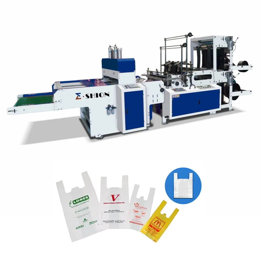 Hot Sealing Cold Cutting T-Shirt Plastic Polythene Vest Garbage Bag Making Machine