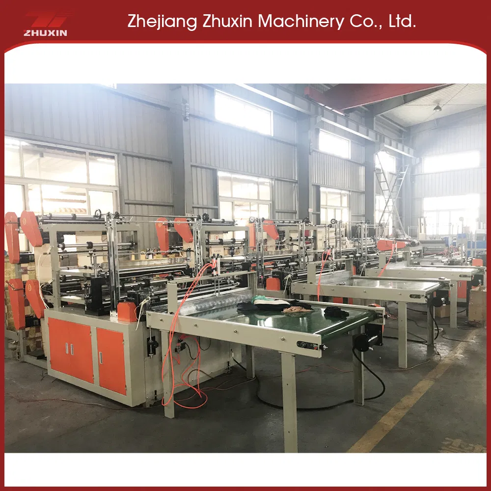 Shxj-370X4 Double Layer Four Channels Computer Hot Sealing and Cold Cutting Biodegradable Flat Bottom Plastic Shopping Bag Making Machine